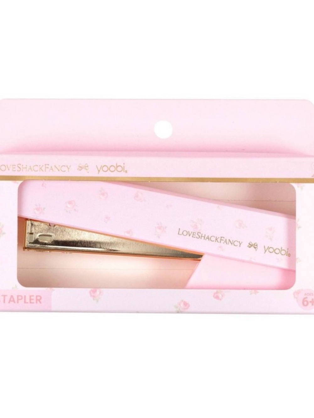 LoveShackFancy Pink Mini Stapler with Gold Accent